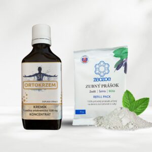 tekutý kremík ORTOKRZEM a ZEOZOE zubný prášok so zeolitom